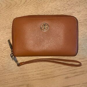 Tory Burch Brown Leather Wristlet